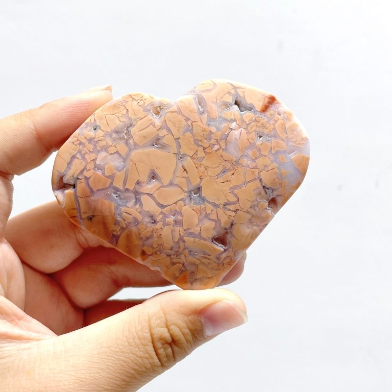 9 Pieces Pink Agate Heart With Stand - Wholesale Crystals