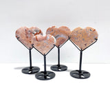 9 Pieces Pink Agate Heart With Stand - Wholesale Crystals