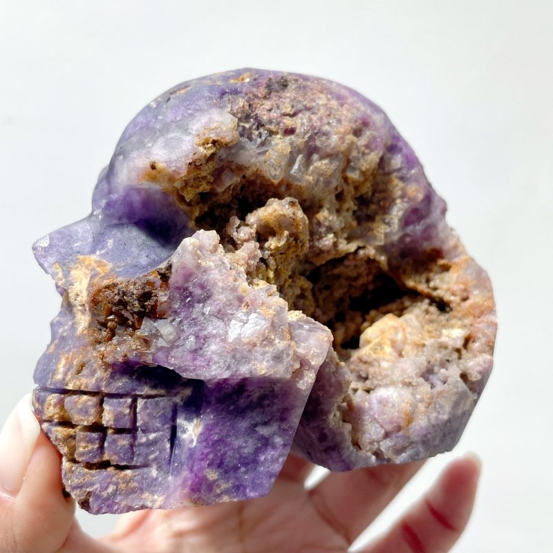 9 Pieces Purple Fluorite Skull Carving - Wholesale Crystals