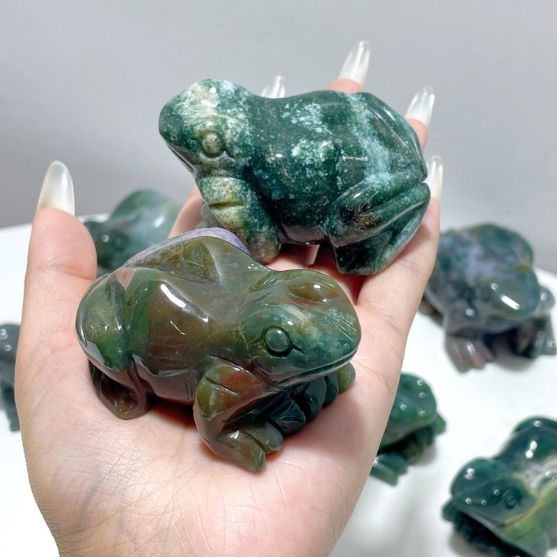 9 Pieces Unique Ocean Jasper Frog Carving - Wholesale Crystals