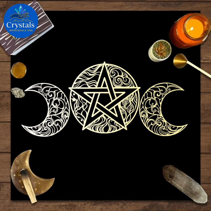 9 Sun Floral & Moon Phase Tarot Tablecloth - Wholesale Crystals