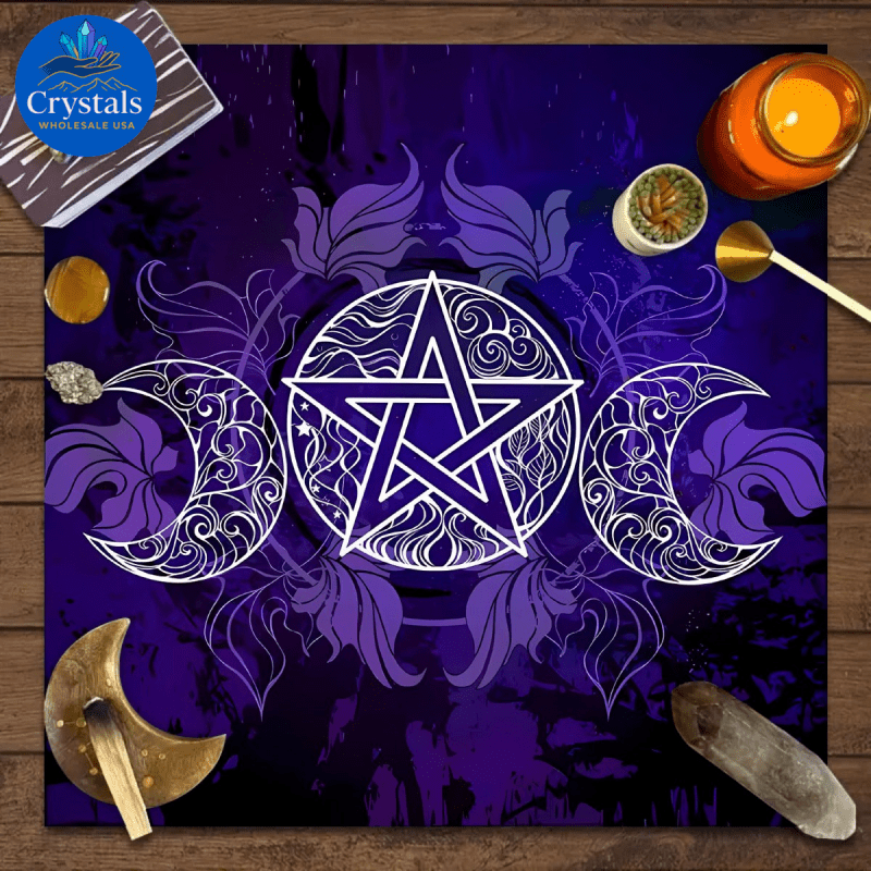 9 Sun Floral & Moon Phase Tarot Tablecloth - Wholesale Crystals