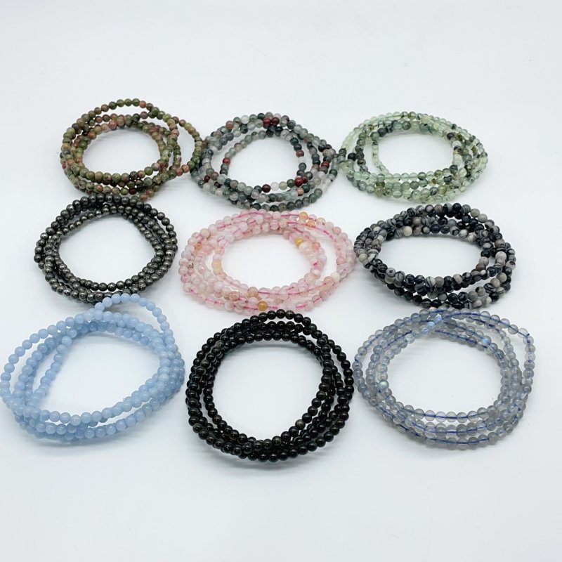 9 Types Mini Beads 4mm Bracelet Wholesale Africa Blood Stone Gold Sheen Obsidian Labradorite - Wholesale Crystals