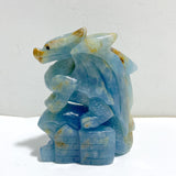 2 Pieces Blue Onyx Flying Dragon Castle Carving