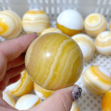 49 Pieces Stripe Yellow Calcite Spheres (Sea Freight Only)