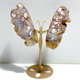 Geode Druzy Pink Amethyst Slab Butterfly Wing Carving With Stand #3