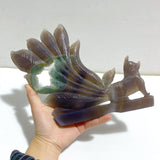 Beautiful Geode Druzy Agate Nine-tailed Fox Carving #9