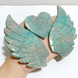 Amazonite Heart Wing Carving With Stand