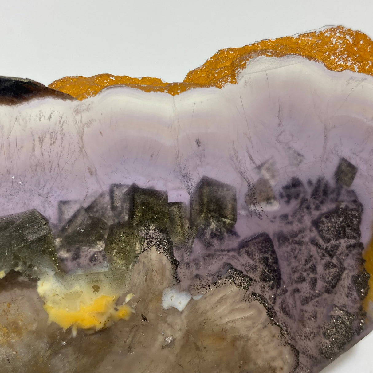 Rainbow Fluorite Mixed Cube Pyrite Spark Acicular Pyrite Slab -Wholesale Crystals