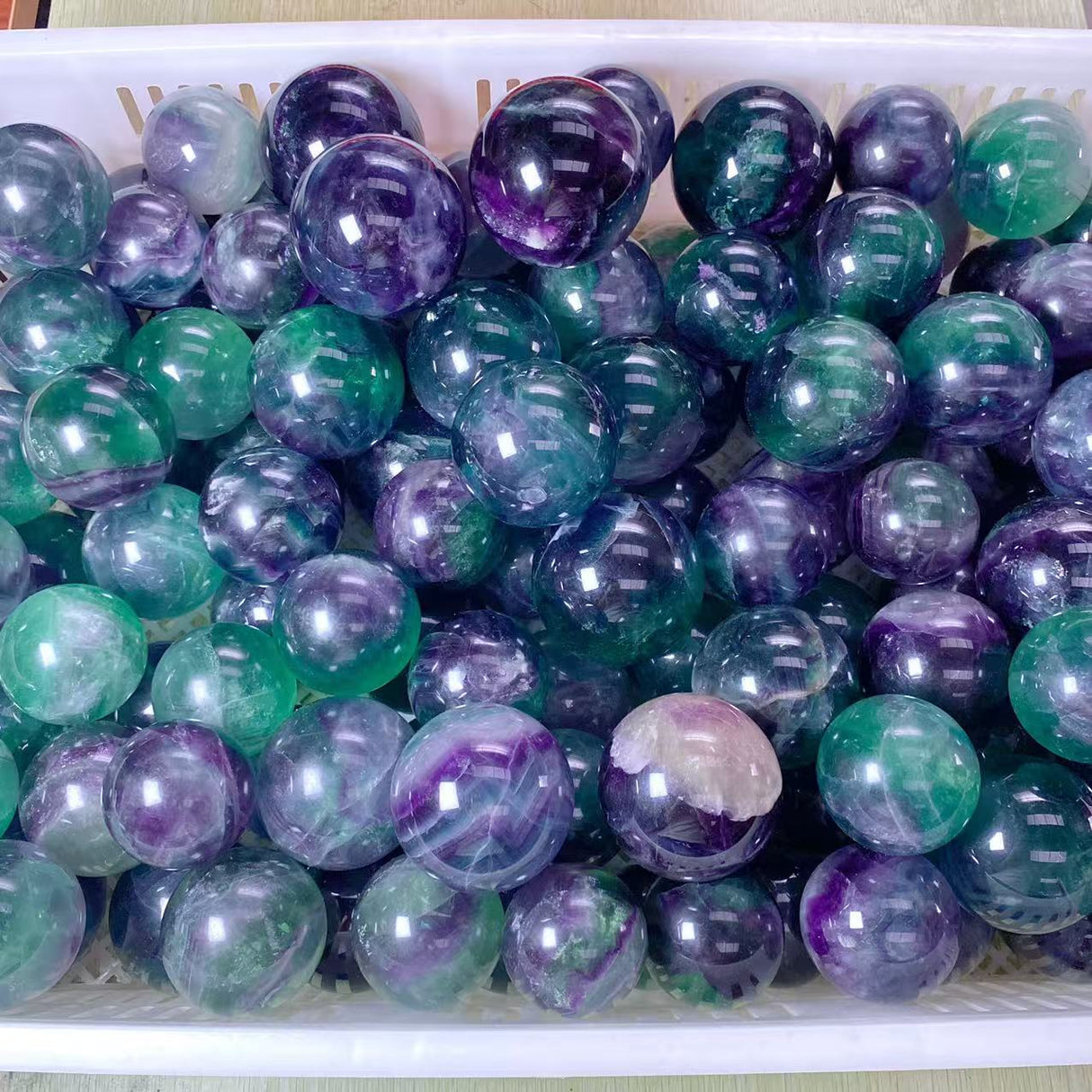 45.5KG Colorful Fluorite Rainbow Spheres 5-7cm (Sea Freight Only)