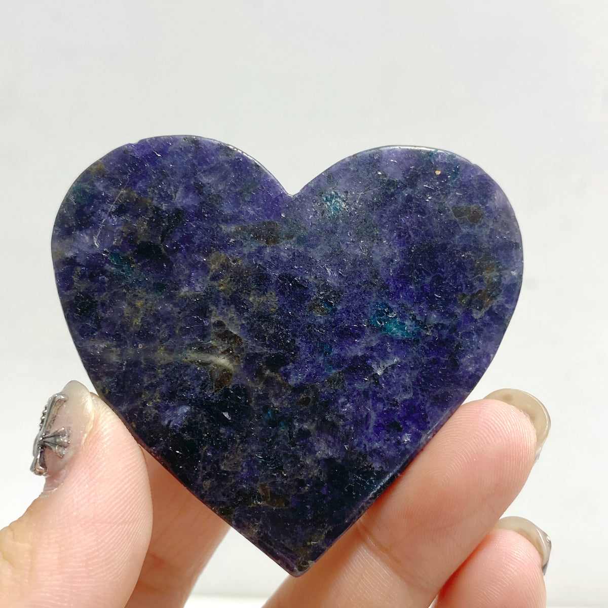 Unique Fluorite Mixed Blue Apatite Heart Wing Carving With Stand