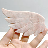 Pink Opal Heart Wing Carving With Stand