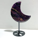 Large Charoite Moon Carving With Stand