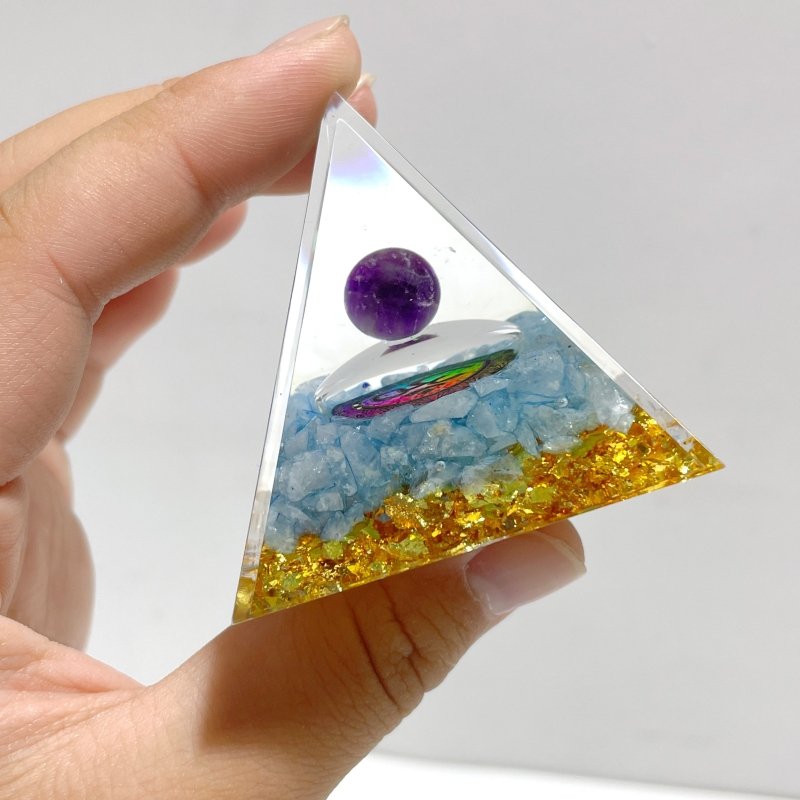 Amethyst Aquamarine Orgone Pyramid Wholesale - Wholesale Crystals