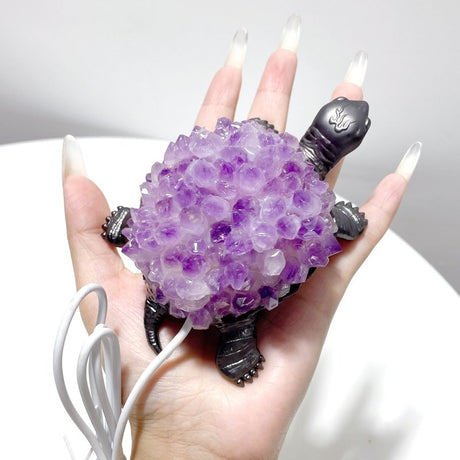 Amethyst Cluster Turtle LED Table Lamp Decorations - Wholesale Crystals