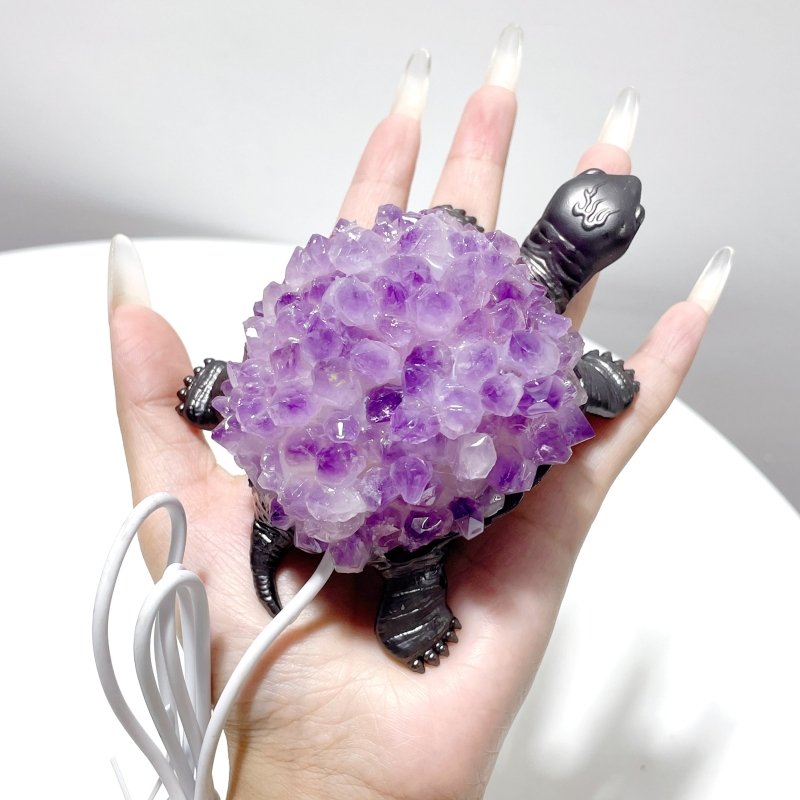 Amethyst Cluster Turtle LED Table Lamp Decorations - Wholesale Crystals