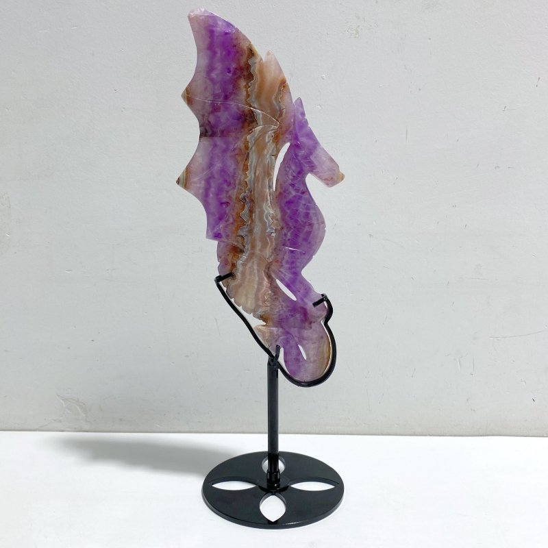 Amethyst Mixed Stripe Agate Flying Dragon Carving With Stand -Wholesale Crystals