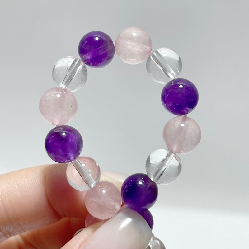 Amethyst Rose Quartz Clear Quartz Mixed Bracelet Wholesale - Wholesale Crystals