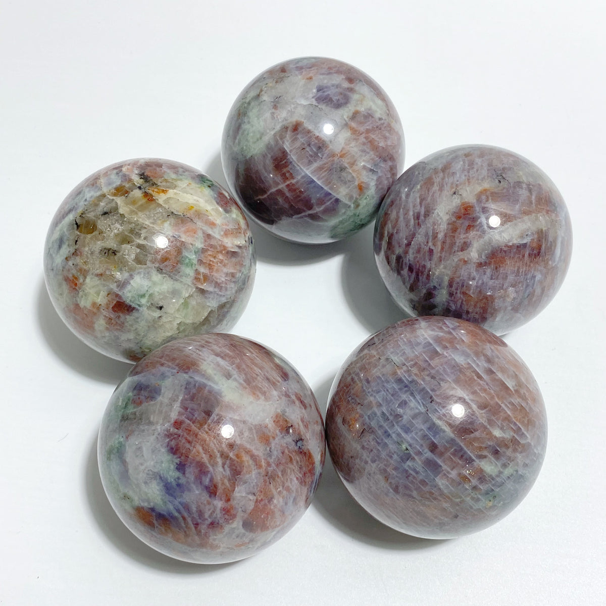5 Pieces High Quality Sunstone Mixed Cordierite Spheres
