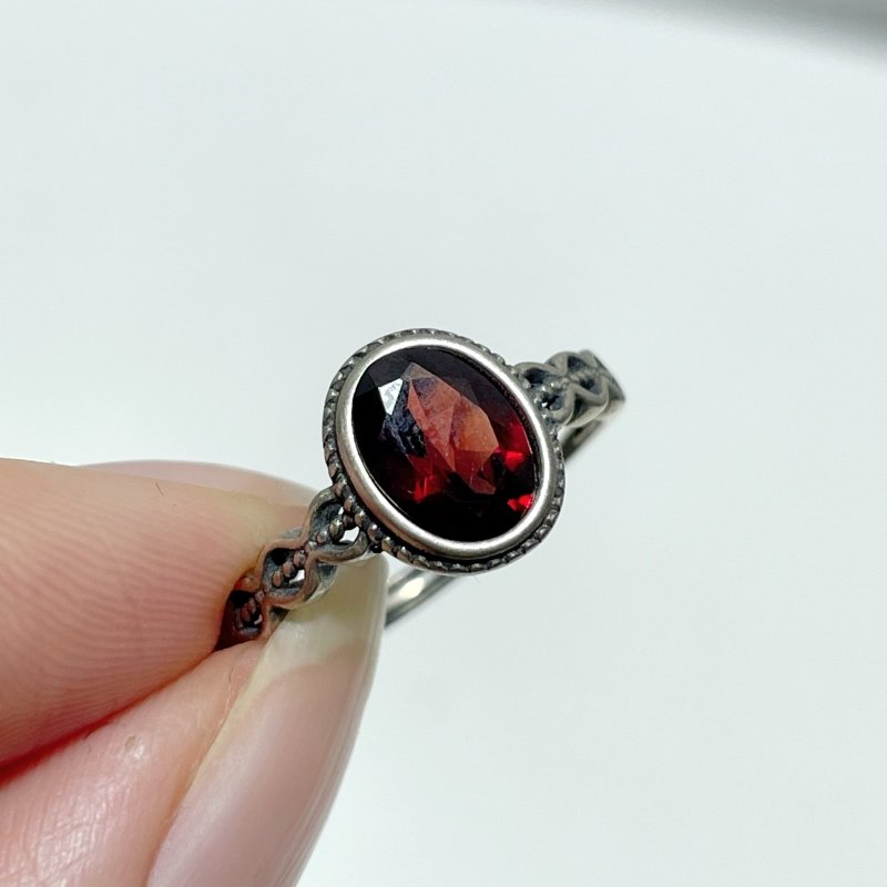 #B1 Silver Ring Wholesale Blue Moonstone Golden Rutile Garnet Black Tourmaline Ring - Wholesale Crystals