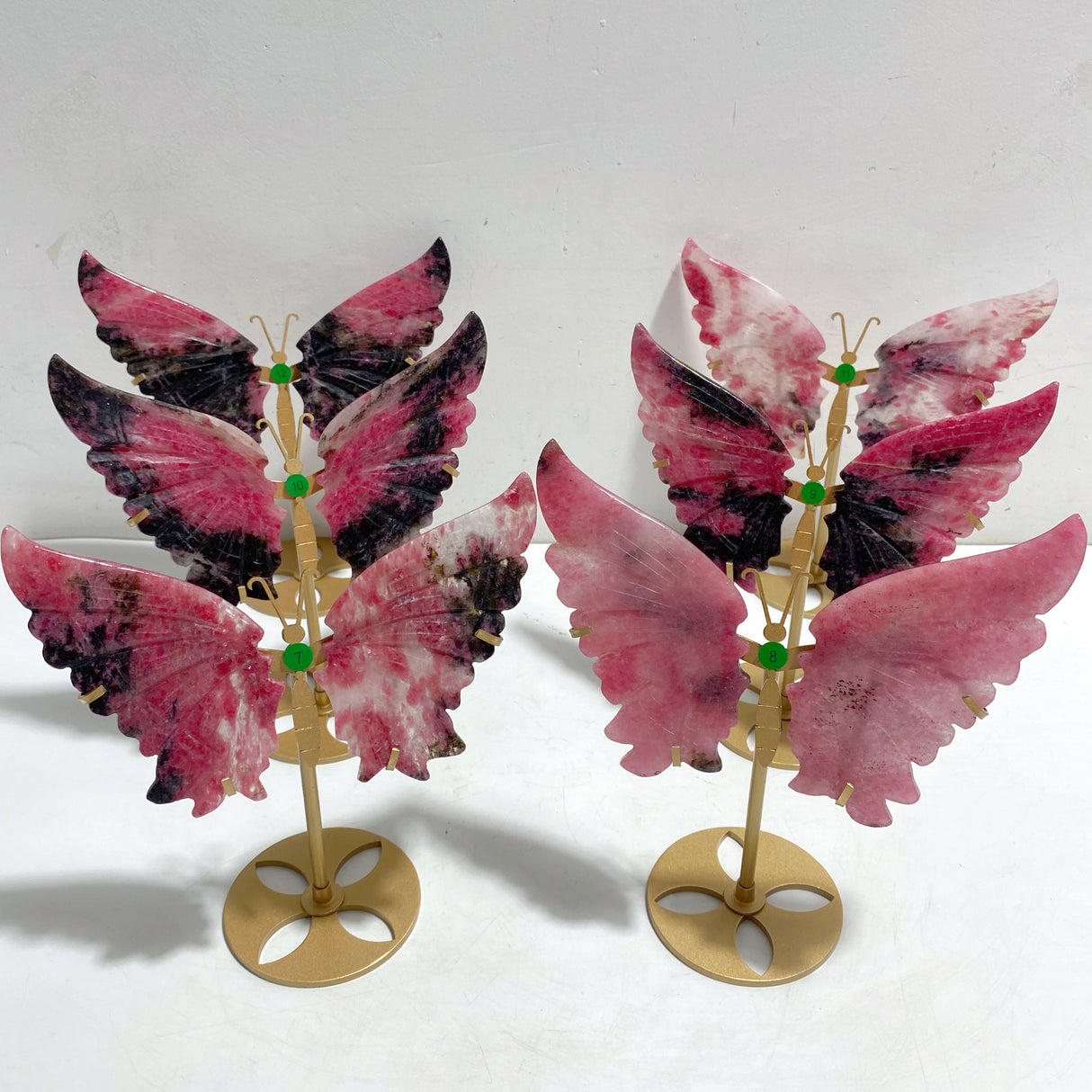 Rhodonite Mixed Quartz Butterfly Wing With Stand Wholesale (No.7-12)