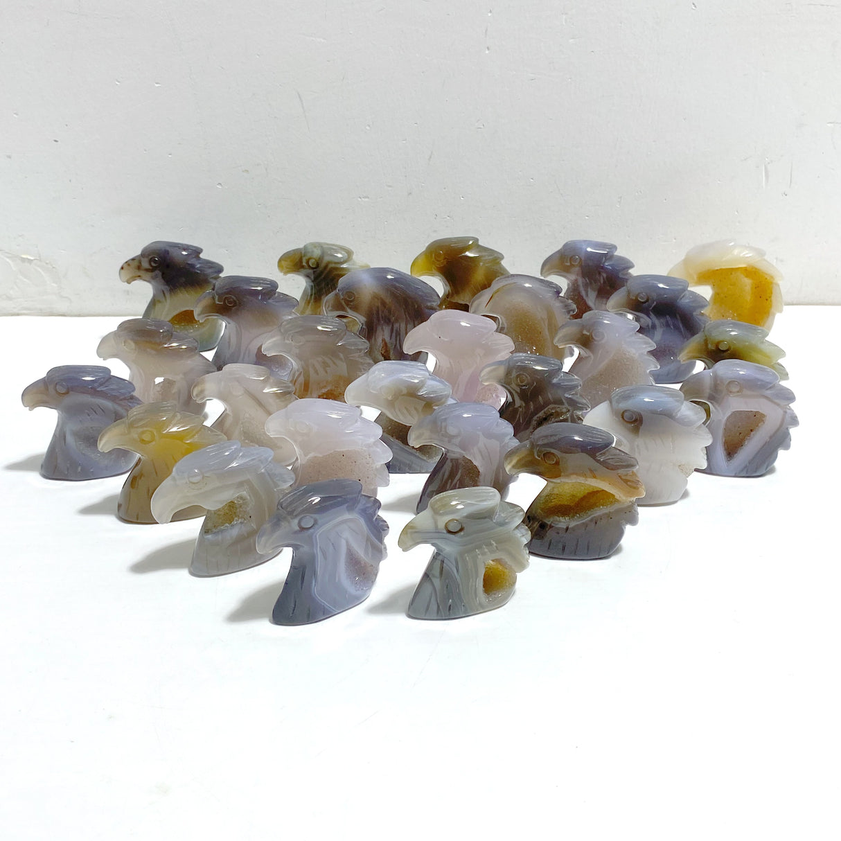27 Pieces Geode Druzy Agate Eagle Carving