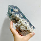 5 Pieces Rainbow Fluorite Raw Side Four-sided Tower Point