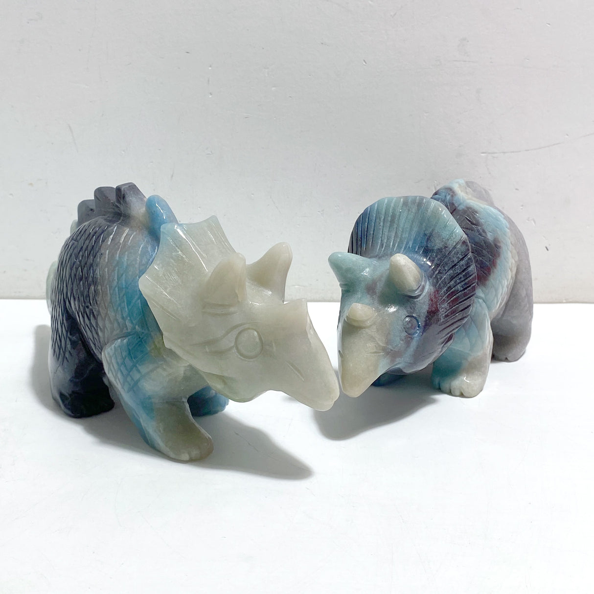 2 Pieces Trolleite Triceratops Three-horned Dinosaur Carving