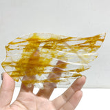 Golden Hematoid Quartz Heart Wing Carving With Stand Fire Quartz