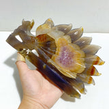 2 Pieces Geode Agate Druzy Nine-tailed Fox Carving #13