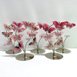 Beautiful Rhodonite Mixed Quartz Butterfly Flower Carving With Stand Wholesale
