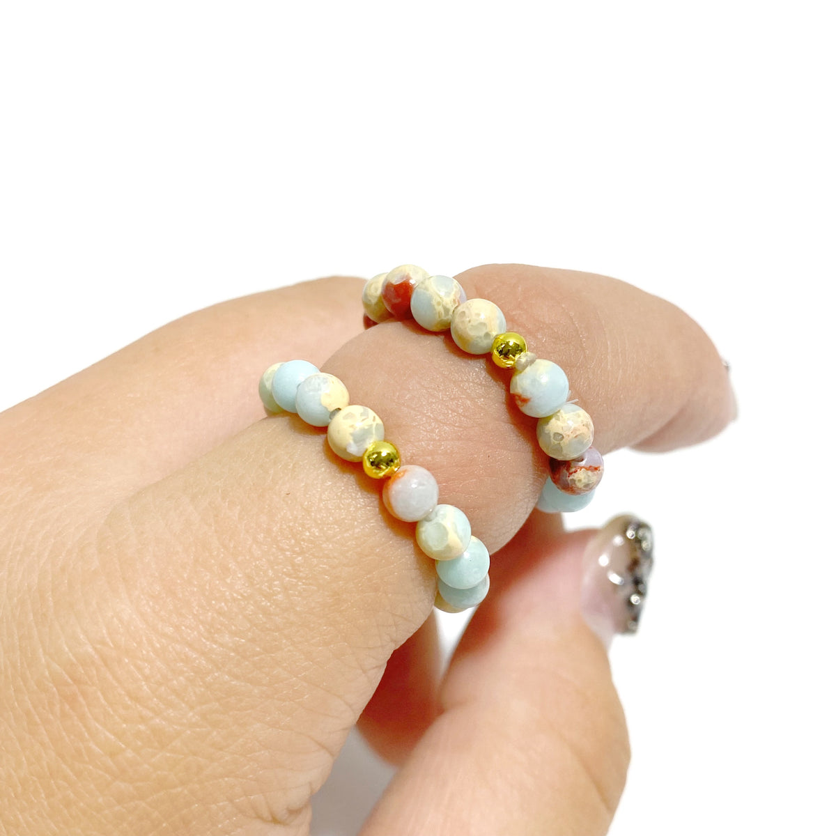 21 Types Crystal Beaded Rings Wholesale Tiger Eye Blue Aventurine