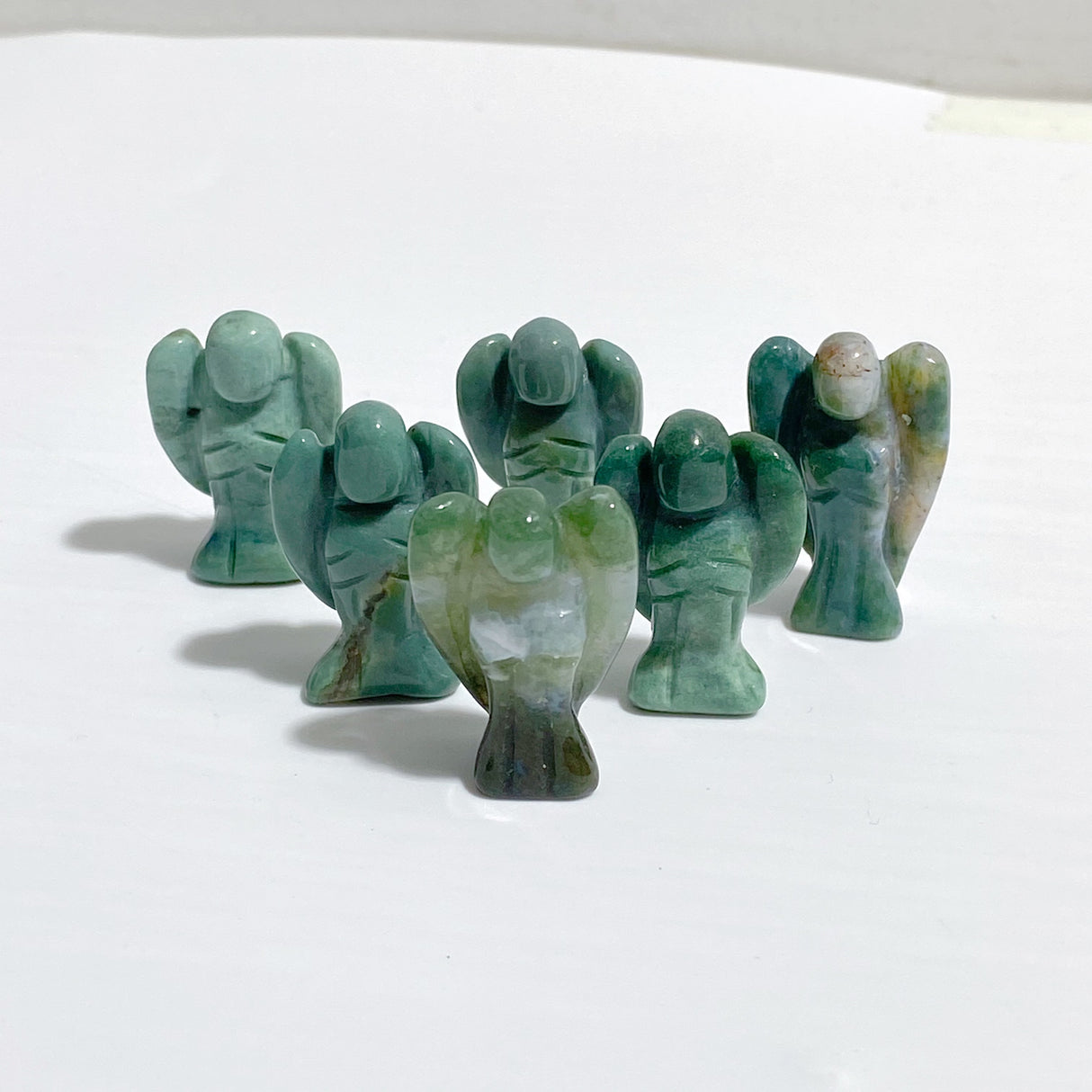 10 Types Mini Angel Carving Rose Quartz Moss Agate