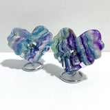 9 Pieces Rainbow Fluorite Heart With Stand