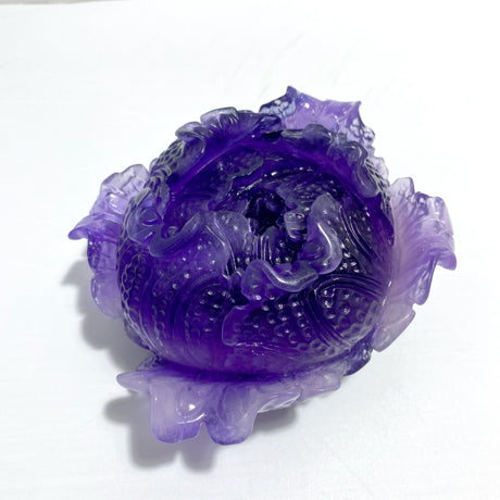 2 Pieces Beautiful Purple Fluorite Flower Carving #4