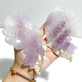 Beautiful Amethyst Mixed Sakura Agate Butterfly Wing Carving With Stand -Wholesale Crystals