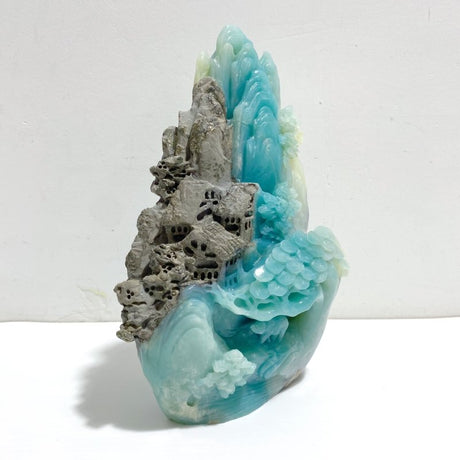 Beautiful Caribbean Calcite Mixed Pyrite Landscape Pavilion Carving - Wholesale Crystals
