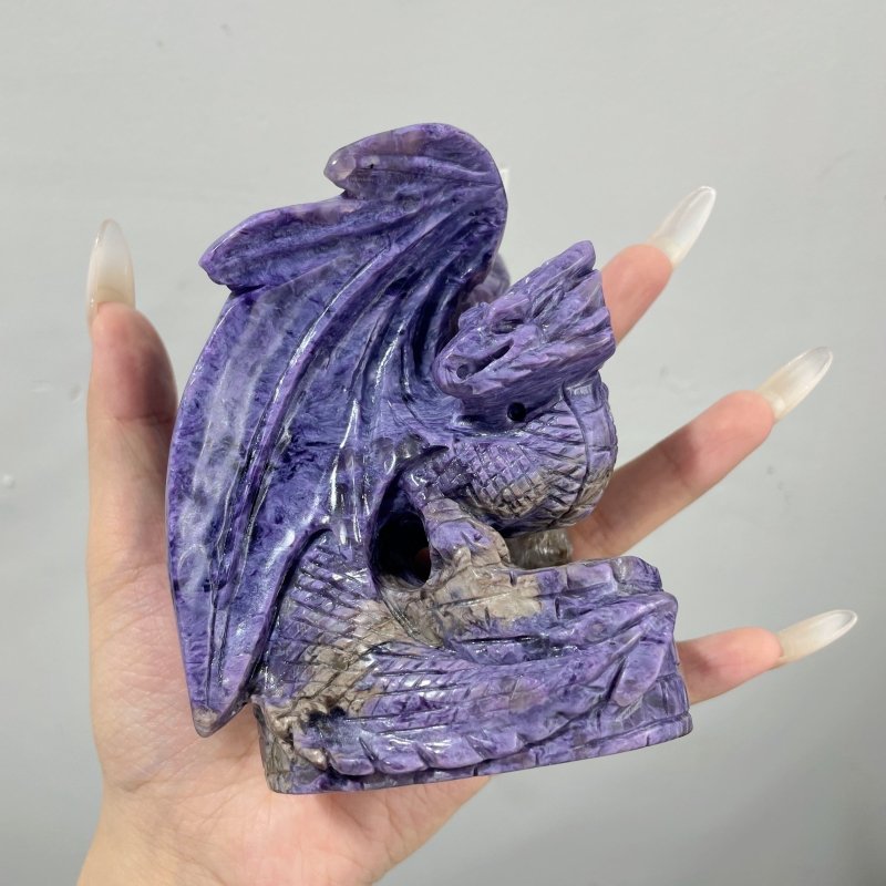 Beautiful Charoite Flying Dragon Carving #2 - Wholesale Crystals