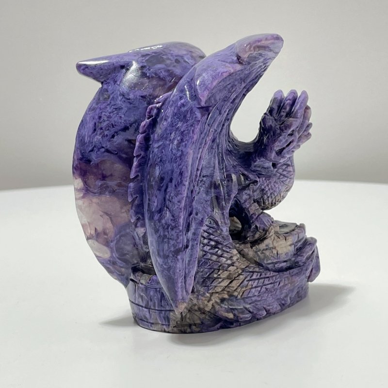 Beautiful Charoite Flying Dragon Carving #2 - Wholesale Crystals