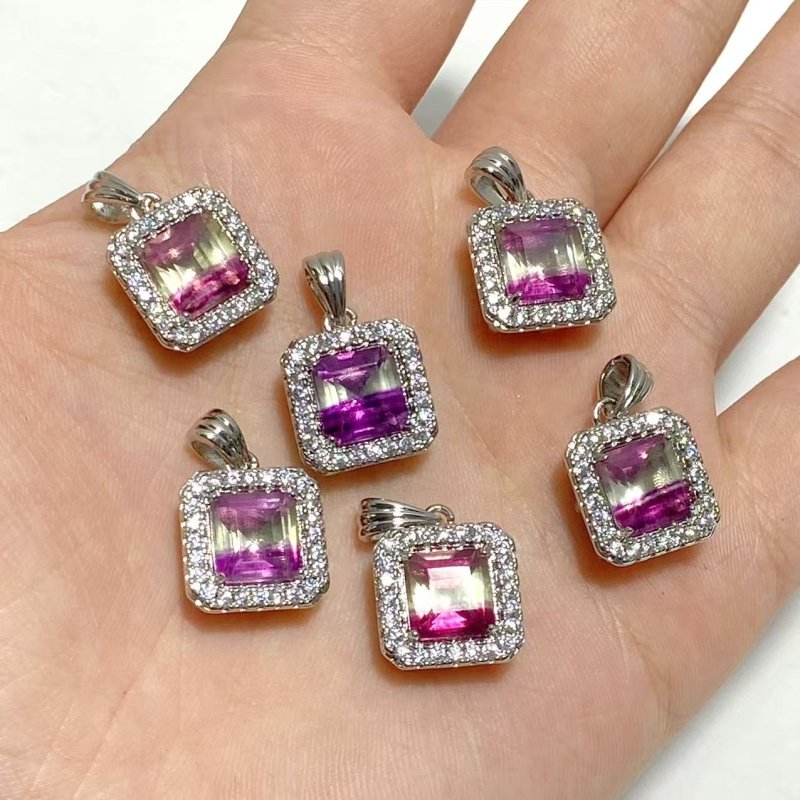 Beautiful Fluorite Cut Faceted Sugar Cube Pendant Wholesale - Wholesale Crystals