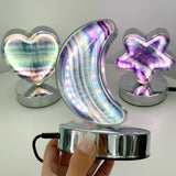 Beautiful Fluorite LED Table Lamp Flower Moon & Heart Shape - Wholesale Crystals