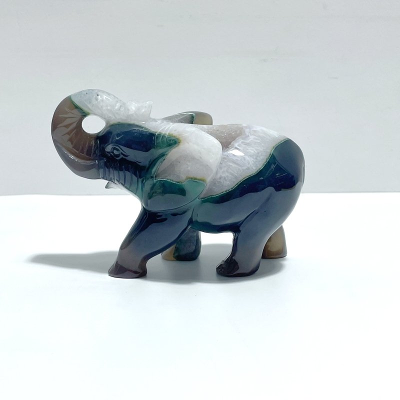 Beautiful Geode Agate Druzy Elephant Animal Carving - Wholesale Crystals