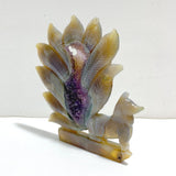Beautiful Geode Druzy Agate Nine - tailed Fox Carving 4 - Wholesale Crystals