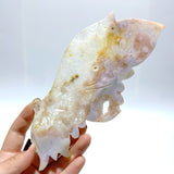 Beautiful Geode Sakura Flower Agate Butterfly Wing Carving With Stand - Wholesale Crystals