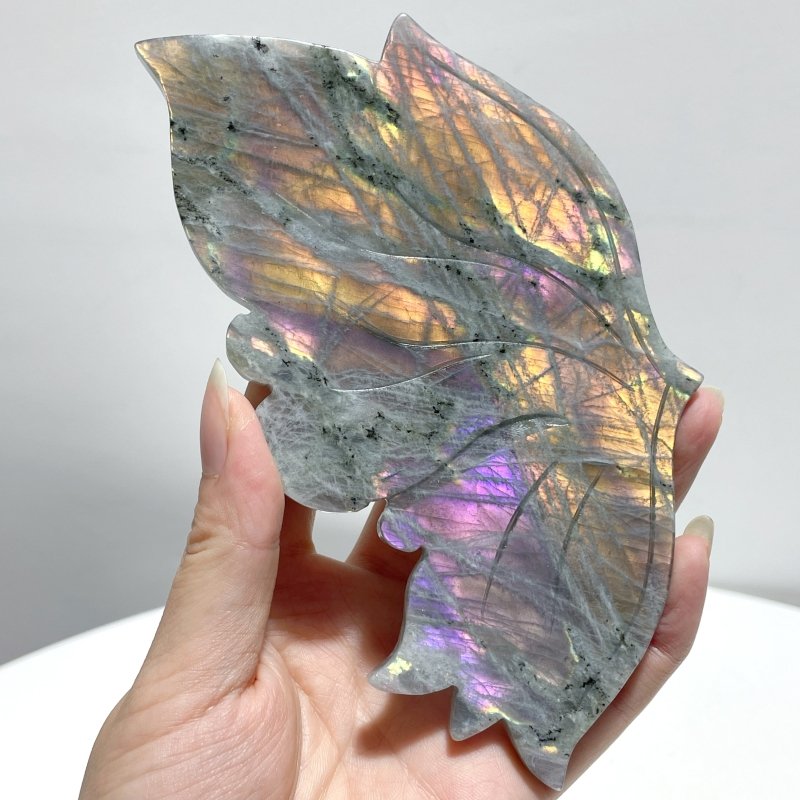 Beautiful Labradorite Butterfly Wing Carving With Stand - Wholesale Crystals