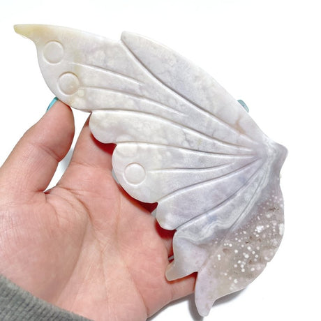 Beautiful Pink Agate Butterfly Wing Carving With Stand - Wholesale Crystals