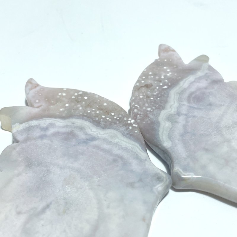 Beautiful Pink Agate Butterfly Wing Carving With Stand - Wholesale Crystals