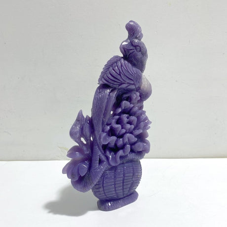 Beautiful Purple Jade Peacock Carving - Wholesale Crystals