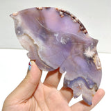 Beautiful Purple Sakura Flower Agate Butterfly Wing Carving With Stand - Wholesale Crystals