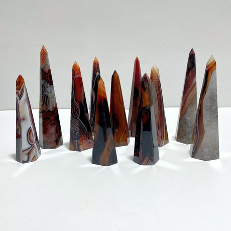 Beautiful Red&Black Stripe Agate Mixed Quartz Obelisk Point Wholesale - Wholesale Crystals